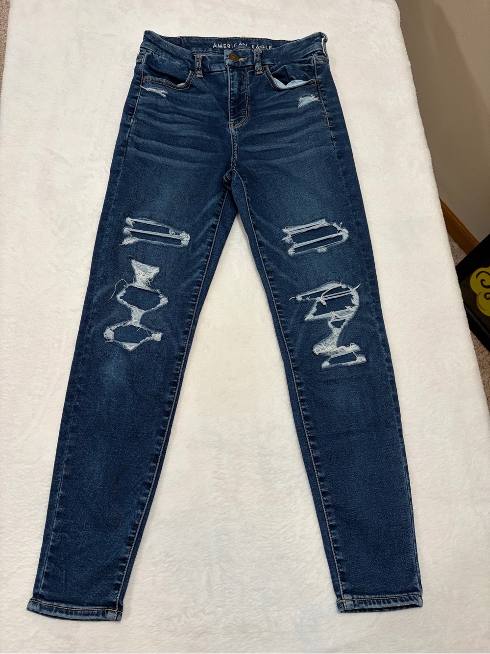 American Eagle Next Level Stretch High Waisted Distressed Jeans - 2 Short